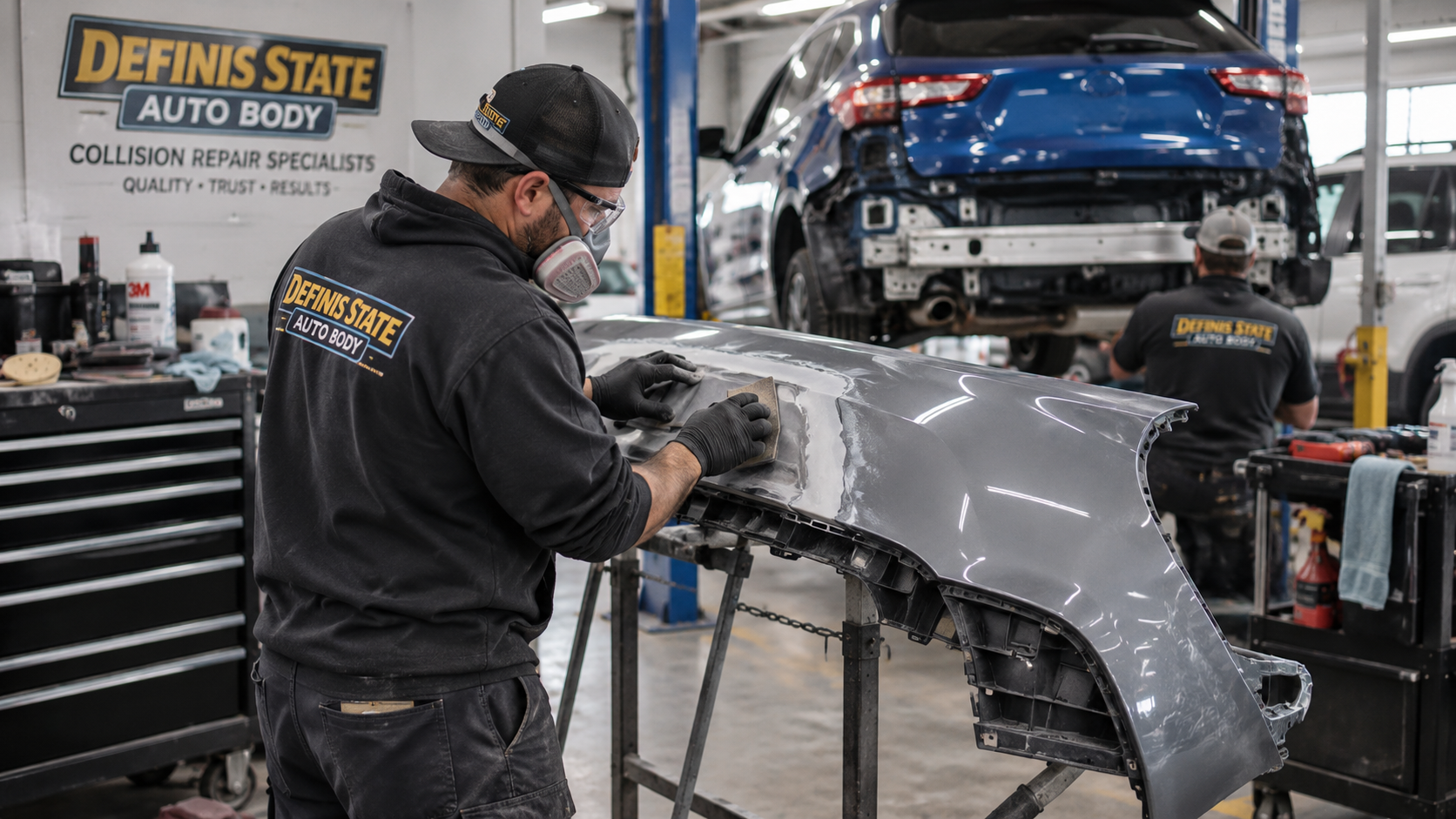 nsurance Supplement 19124 Frankford Oxford Circle, hidden damage found after bumper teardown photographed and documented for an insurance supplement at Definis Auto Body